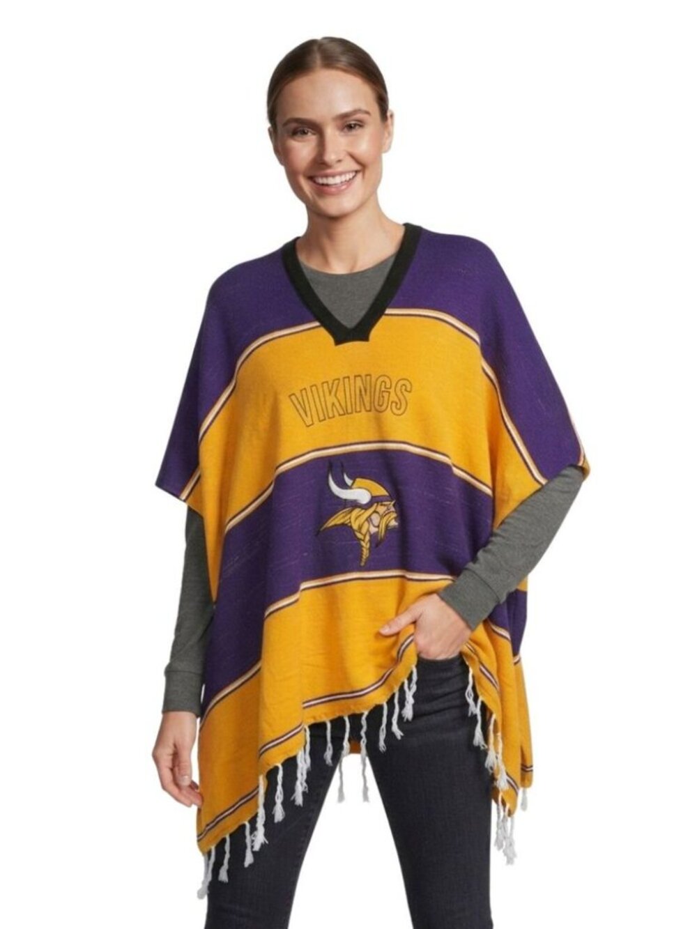 🏈 Vintage Minnesota Vikings Woven Serape Poncho | Gameday Fan Gear SKOL